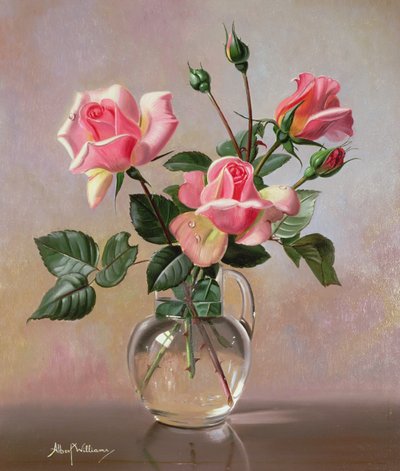 Rosa Rosen in einem Glaskrug von Albert Williams